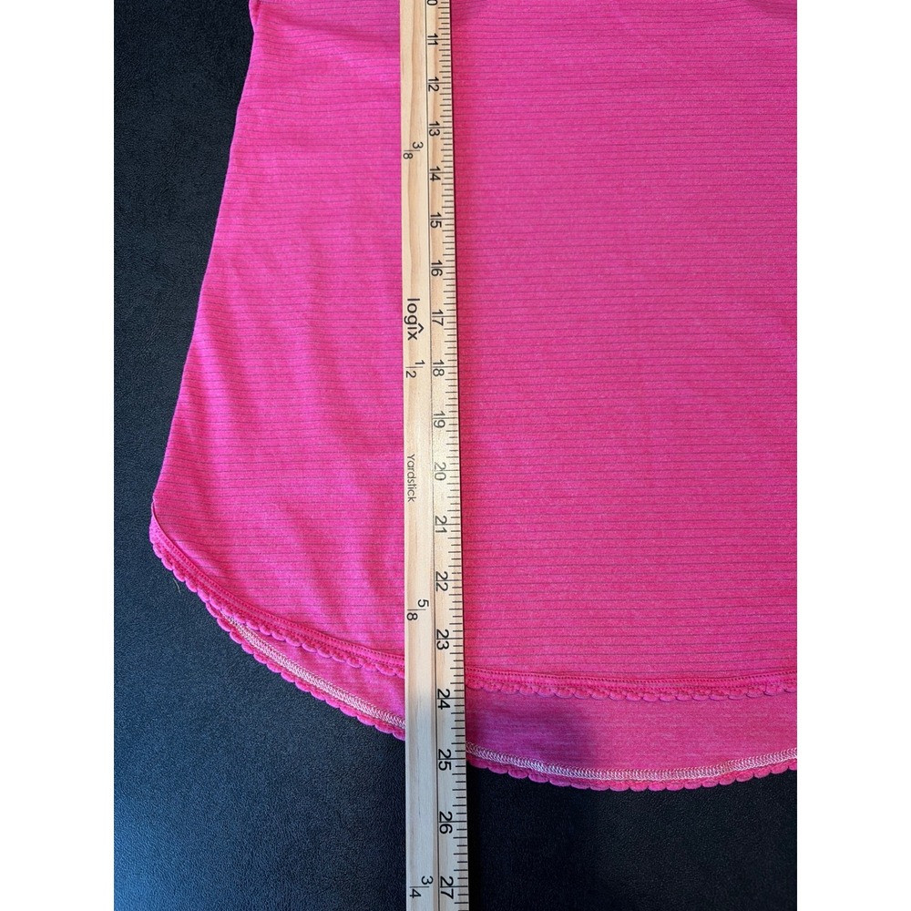 Lululemon Pink Striped Racerback Tank Top Scalloped Trim Activewear Size 2 - Picture 5 of 6